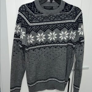 Primark Navy and White Patterned Crewneck Sweater